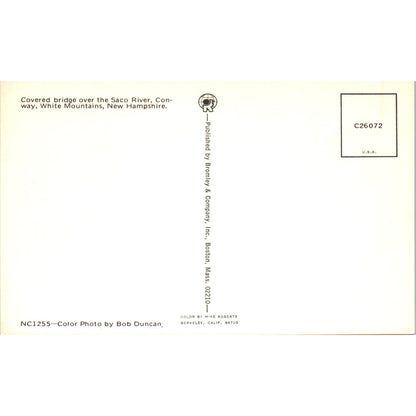 Saco River White Mountains Conway New Hampshire Covered Bridge Postcard PB13