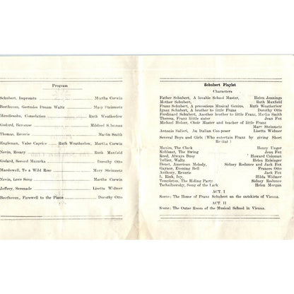 Vintage Piano Recital and Playlet Program The Schubert Club C.H. Harrington AE6