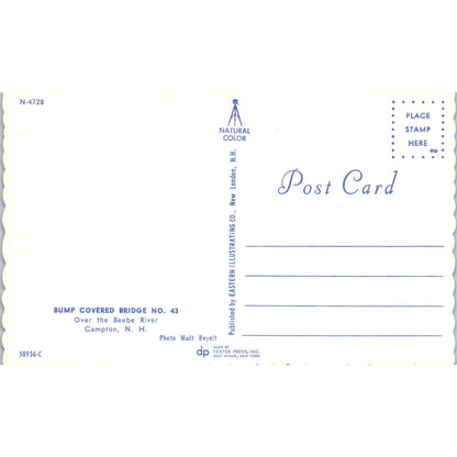 Bump Covered Bridge 43 Beebe River Campton NH Covered Bridge Postcard PC13