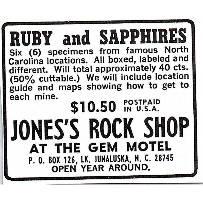 Jones's Rock Shop Lake Junaluska NC 1972 Ad AF8-M1