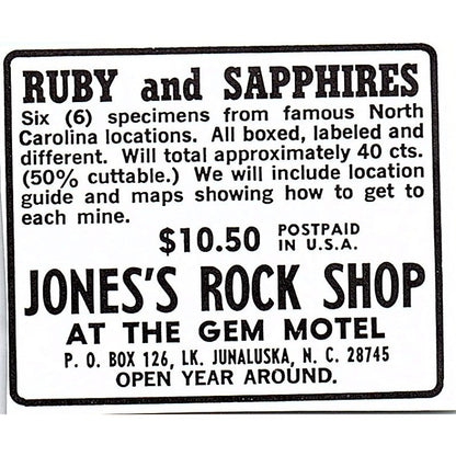 Jones's Rock Shop Lake Junaluska NC 1972 Ad AF8-M1