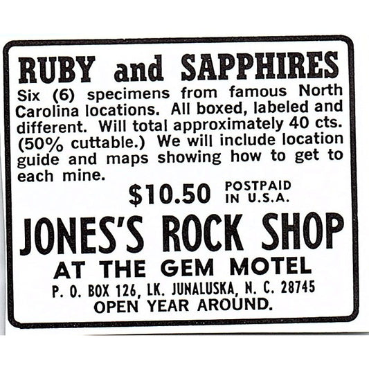 Jones's Rock Shop Lake Junaluska NC 1972 Ad AF8-M1