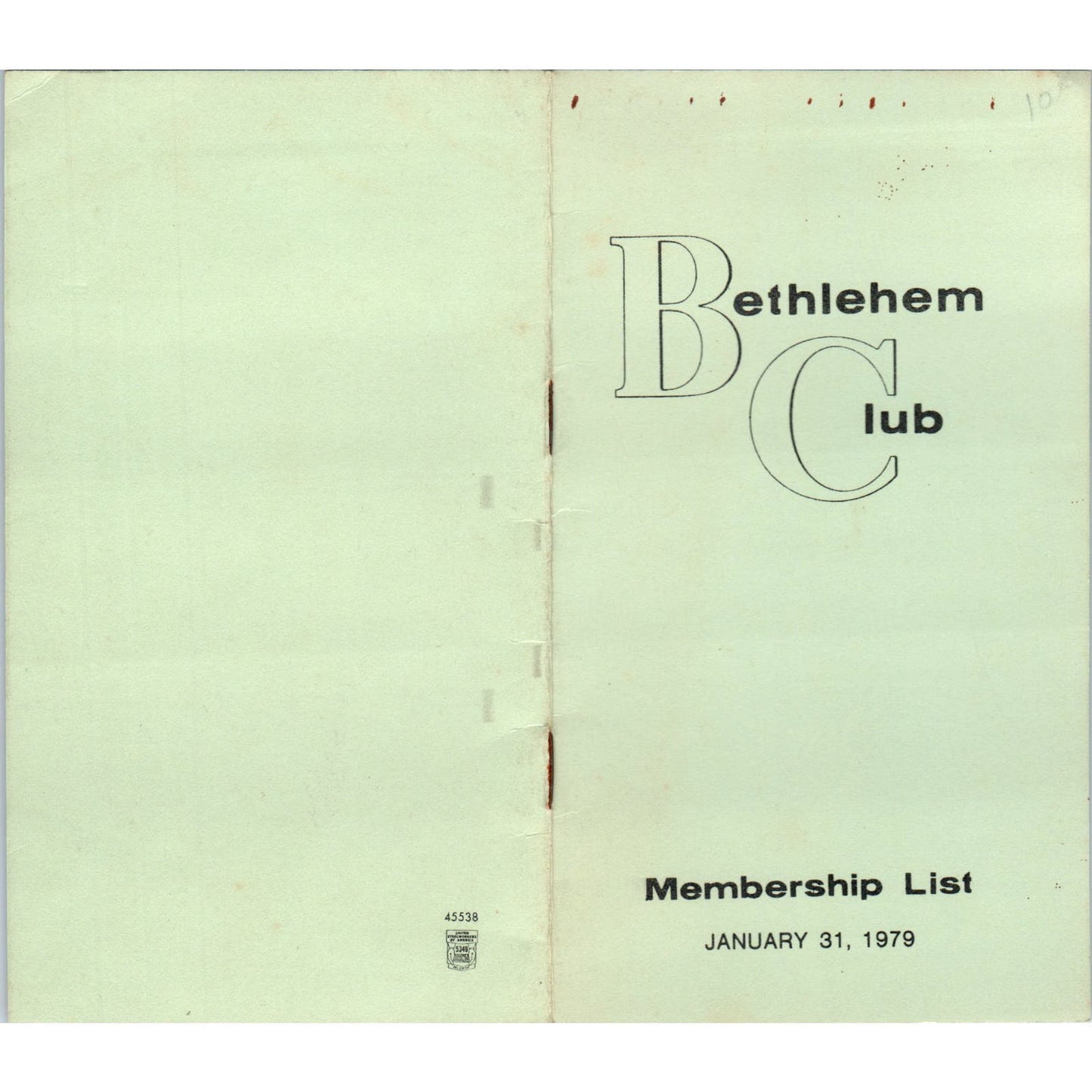 1979 Bethlehem Club Membership List Booklet Bethlehem PA AE5