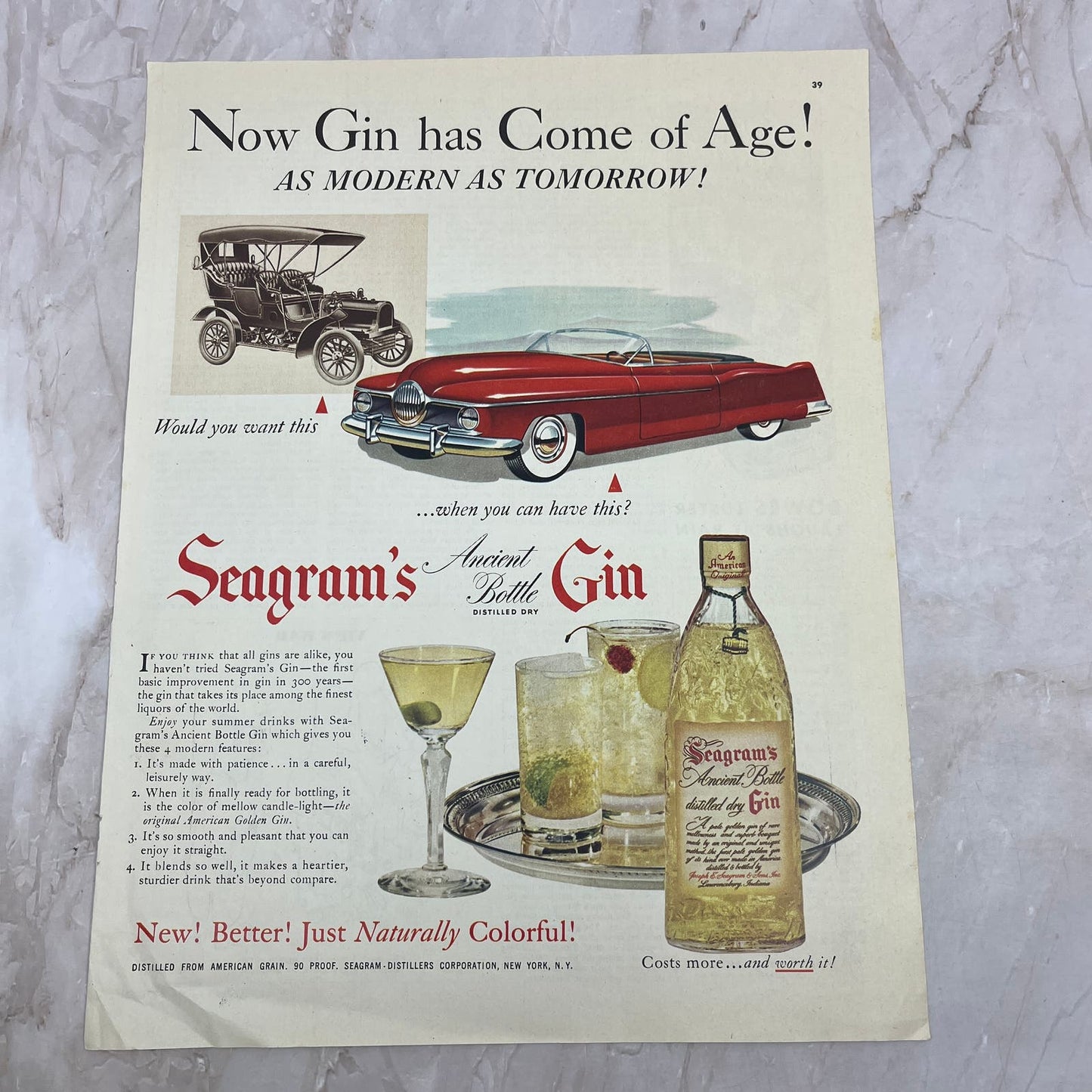 1951 Seagram's Dry Gin Modern as Tomorrow 10x13 Magazine Advertisement FL6-7