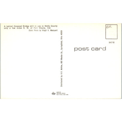 Wells County Fort Wayne Indiana Covered Bridge Postcard PC8