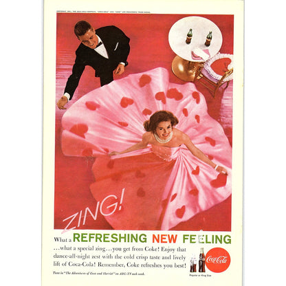 Ozzie and Harriet Fancy Couple Dancing 1961 Coca-Cola Coke Ad 6.75x10 V18