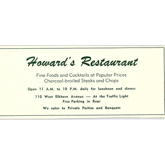 Howard's Restaurant, Dairy Bar Delicatessen 1957 Estes Park CO Ad AG4-M1