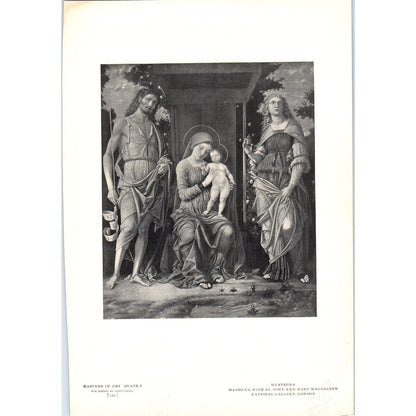 Madonna With St. John And Mary Magdalene -  Mantegna c1905 Art Print D15