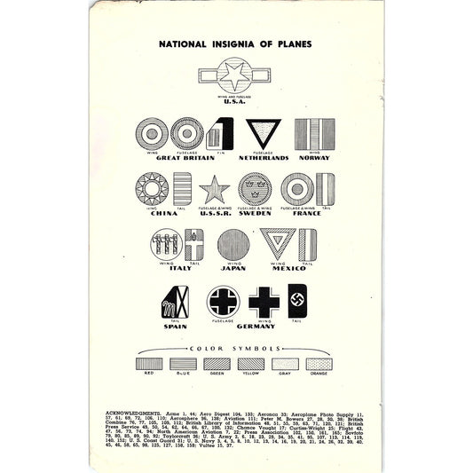 National Insignia of Planes 1943 WWII Plane Recognition Guide AG6-11