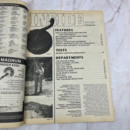 1982 Nov - Treasure Magazine - Treasure Hunting Metal Detecting Gold Coins M10