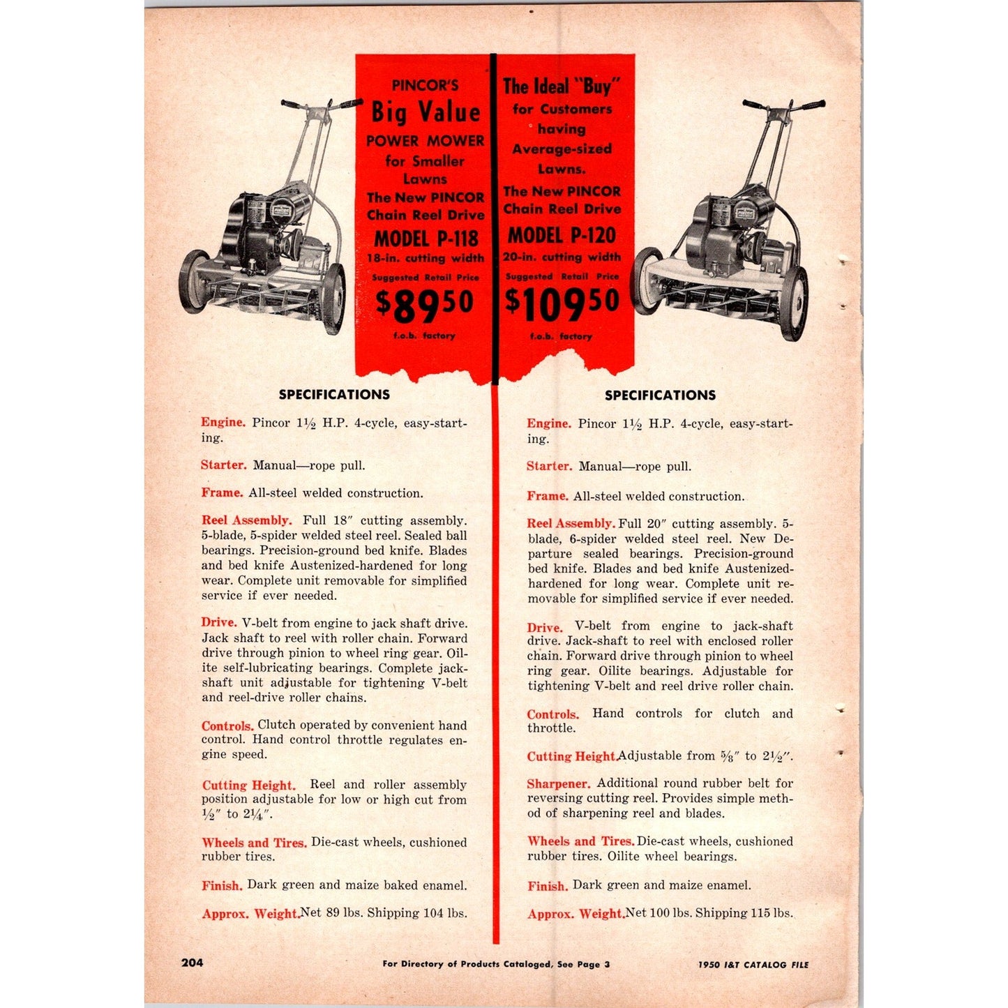 1949 Pincor Products Power Mower P-22 Chicago Farm Equipment 2 Page Ad I16
