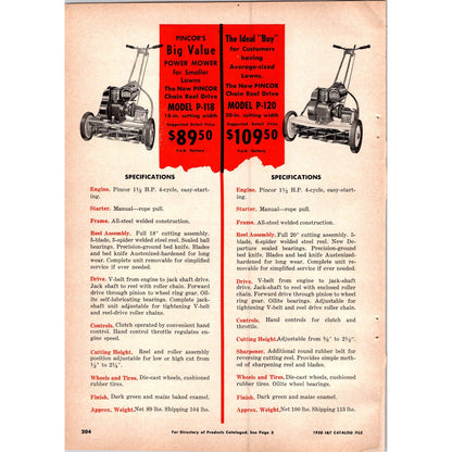 1949 Pincor Products Power Mower P-22 Chicago Farm Equipment 2 Page Ad I16