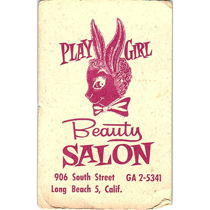 Play Girl Beauty Salon Long Beach CA Vintage Business Card TH2-B1