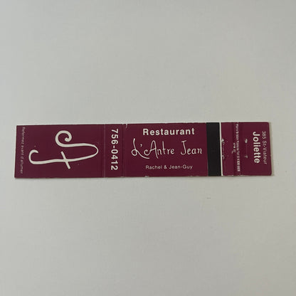 Restaurant L'Antre Jean Rachel & Jean-Guy Joliette Vintage Matchbook TB6-MB2-9