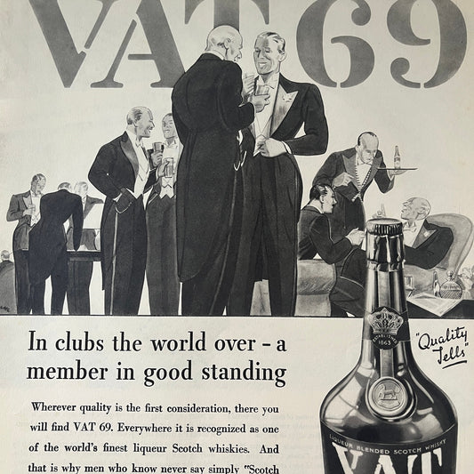 Vat 69 Wm. Sanderson & Son Scotland 1935 Ad V1-5