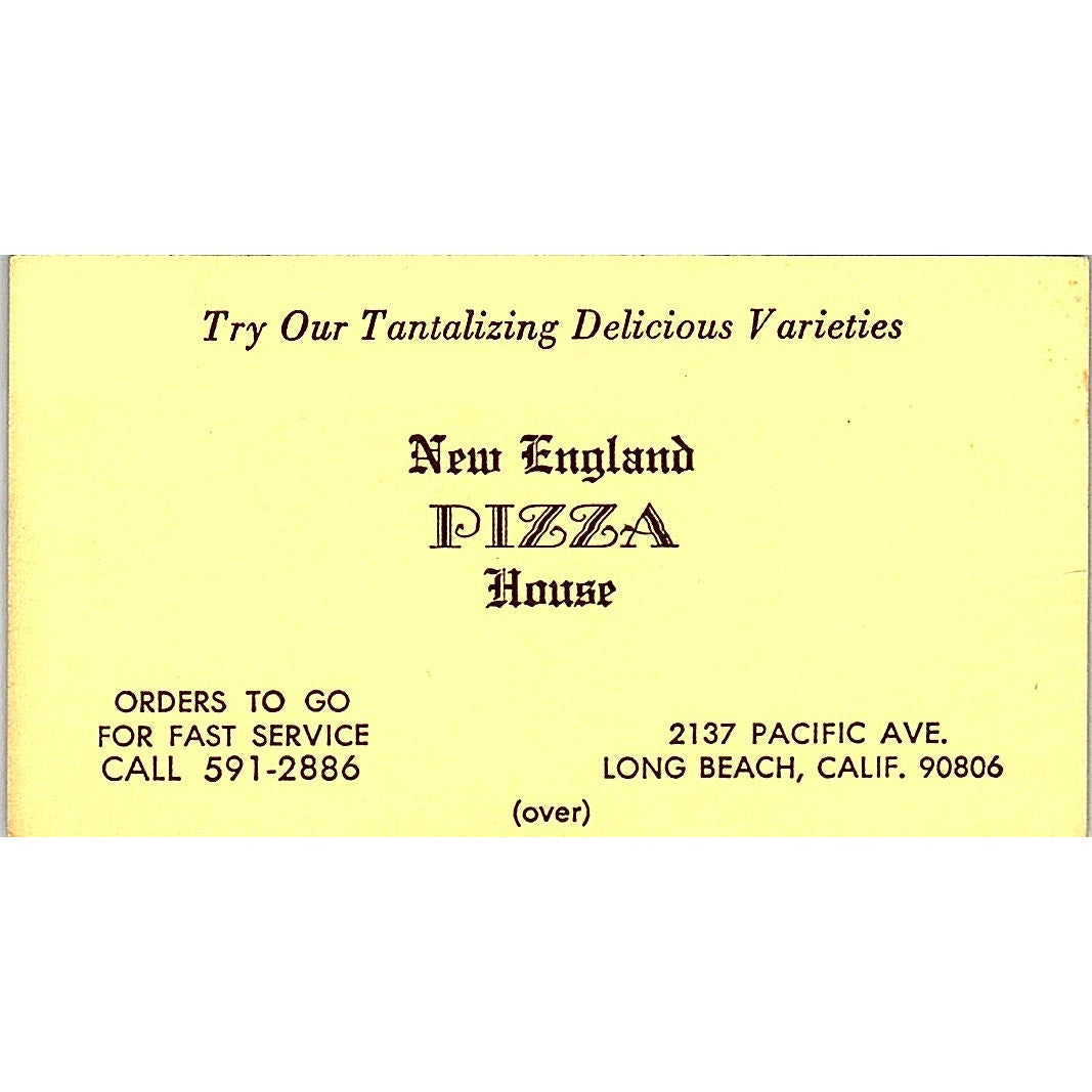 New England Pizza House Orders to Go Fast Service Long Beach CA Card SSB4-B13