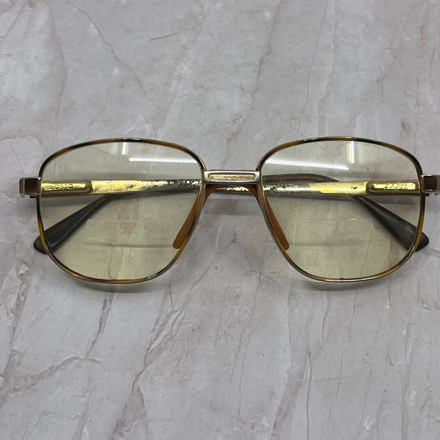 Vintage Safilo Elasta Gold Tone Thick Bridge Glasses Eyeglasses Frames TH9-G2-3