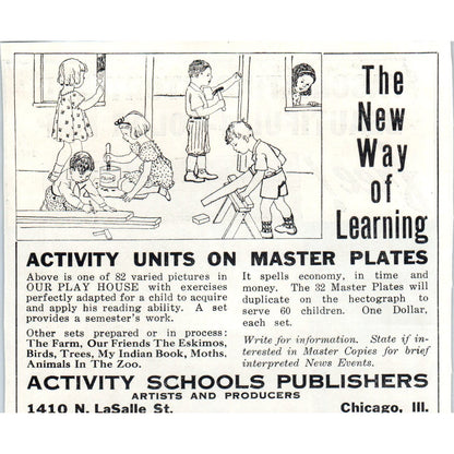 Activity Schools Publishers Teaching Aids 1930s Instructor Advertisement AE4-I1