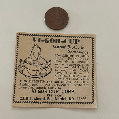 Vi-Gor-Cup Corp. Instant Broth & Seasonings Merrick NY 1971 Magazine Ad SAG4-S14