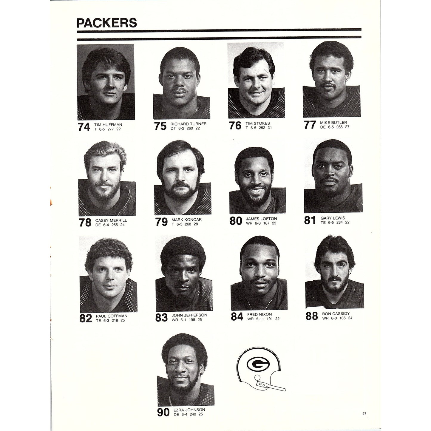 1981 Green Bay Packers Vs. Detroit Lions Gameday Roster Fold Out 8x11" 1981 D26