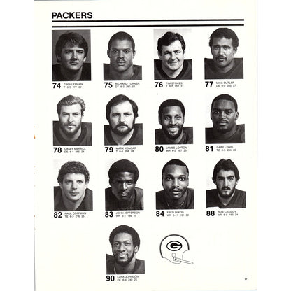 1981 Green Bay Packers Vs. Detroit Lions Gameday Roster Fold Out 8x11" 1981 D26