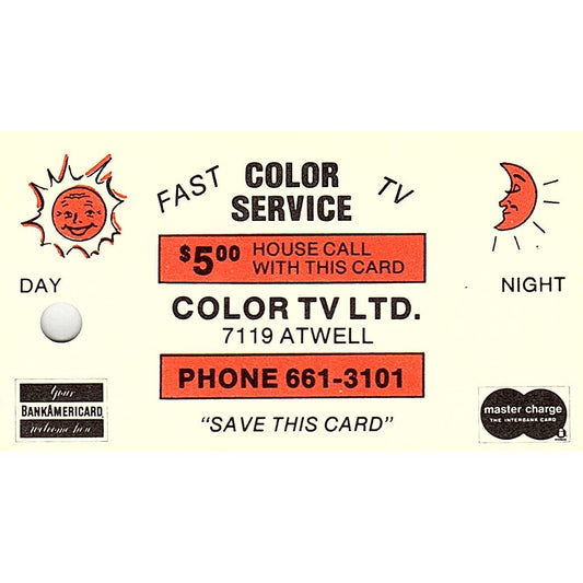 Color TV Ltd. Vintage Business Card SSB4-B12