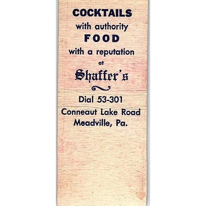 Schaffer's Lounge Meadville PA Vintage Matchbook Cover SC7-Y10