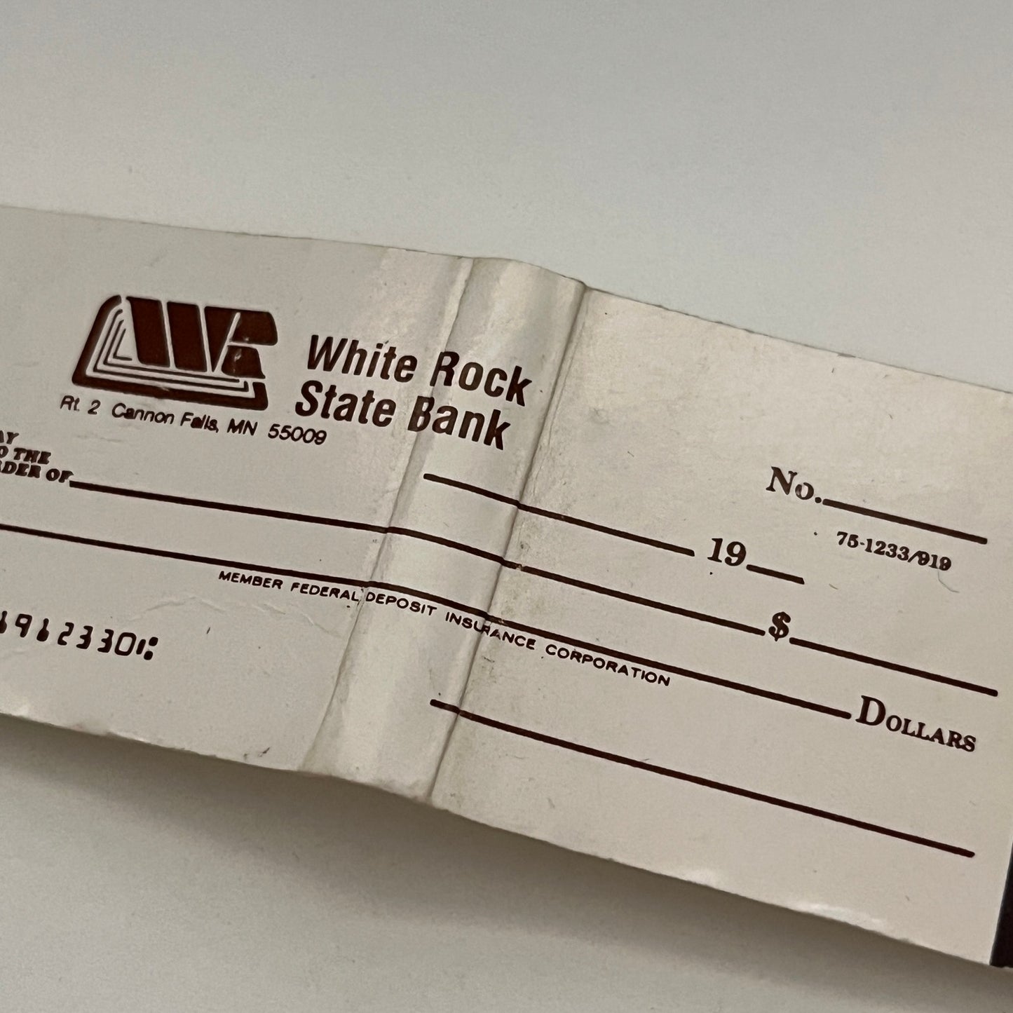 White Rock State Bank Cannon Falls MN Vintage Matchbook MB59-1