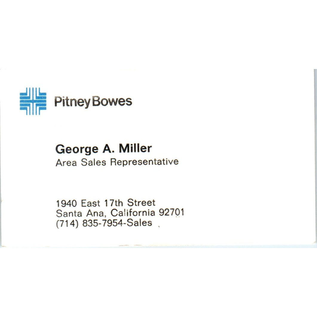 George A. Miller Santa Ana CA Pitney Bowes Vintage Business Card SE3-B2