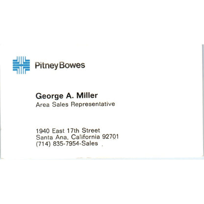 George A. Miller Santa Ana CA Pitney Bowes Vintage Business Card SE3-B2