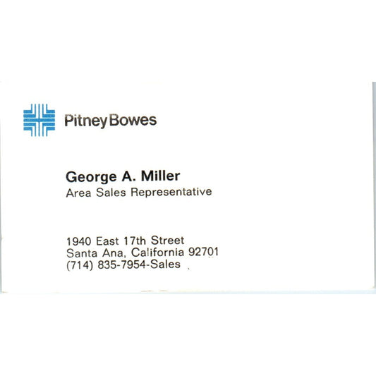 George A. Miller Santa Ana CA Pitney Bowes Vintage Business Card SE3-B2