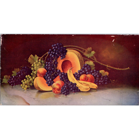 1903 Still Life Fruit Grapes Melon Vintage Print 6x12" D10