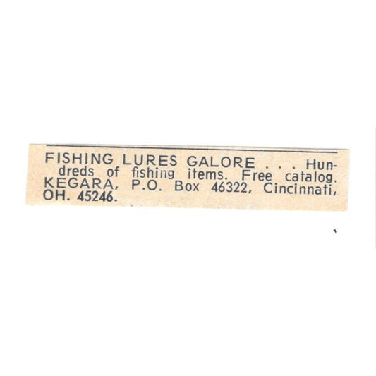 Kegara Fishing Lures Cincinnati Ohio 1977 Ad AF6-S9