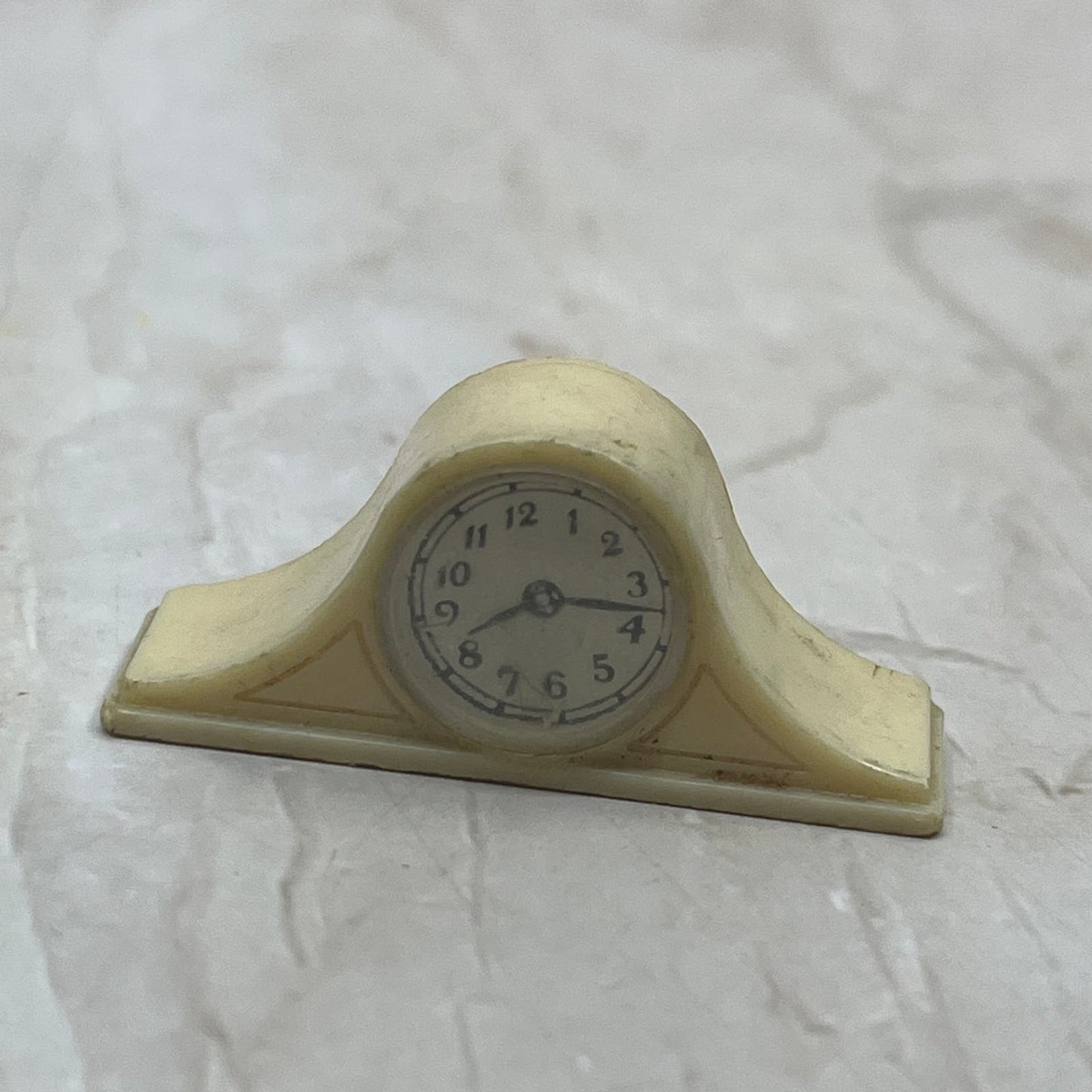 Vintage Renewal White Celluloid Mantle Clock for Dollhouse Miniature SB8