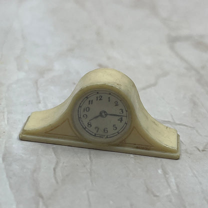 Vintage Renewal White Celluloid Mantle Clock for Dollhouse Miniature SB8