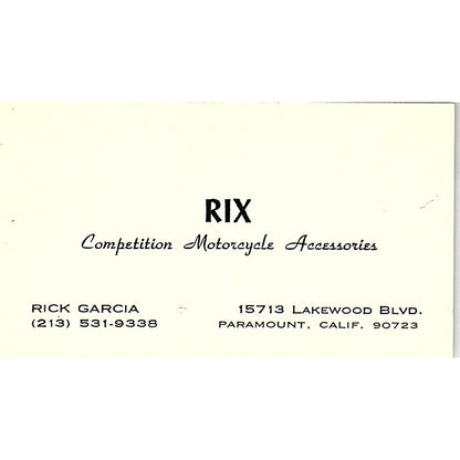 Rick Garcia Rix Motorcycle Accessories Paramount Vintage Business Card SD9-B10