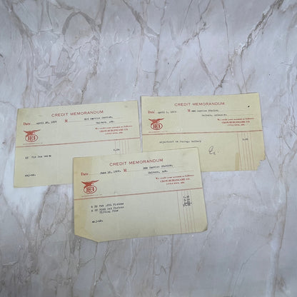 1929 Crow-Burlingame Co. Credit Memorandum Little Rock Malvern AR Lot of 3 AE4
