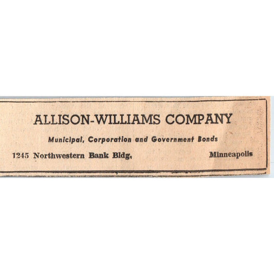 Allison-Williams Co Northwestern Bldg 1935 Minneapolis Journal Ad AE7-H2