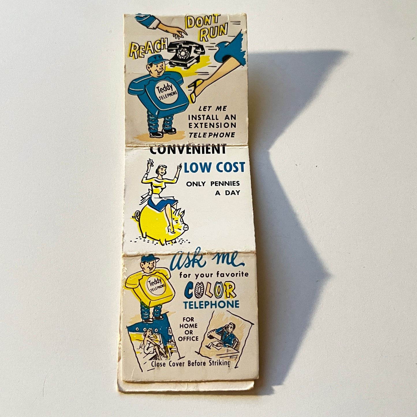 Teddy Telephone Citizens Telephone Mankato MN Fold Out Matchbook Cover MB111-6