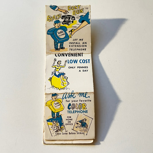 Teddy Telephone Citizens Telephone Mankato MN Fold Out Matchbook Cover MB111-6