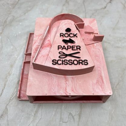 1961 ROCK, PAPER, SCISSORS GAME Pink Marbled Celluloid Schaper Minneapolis TI9