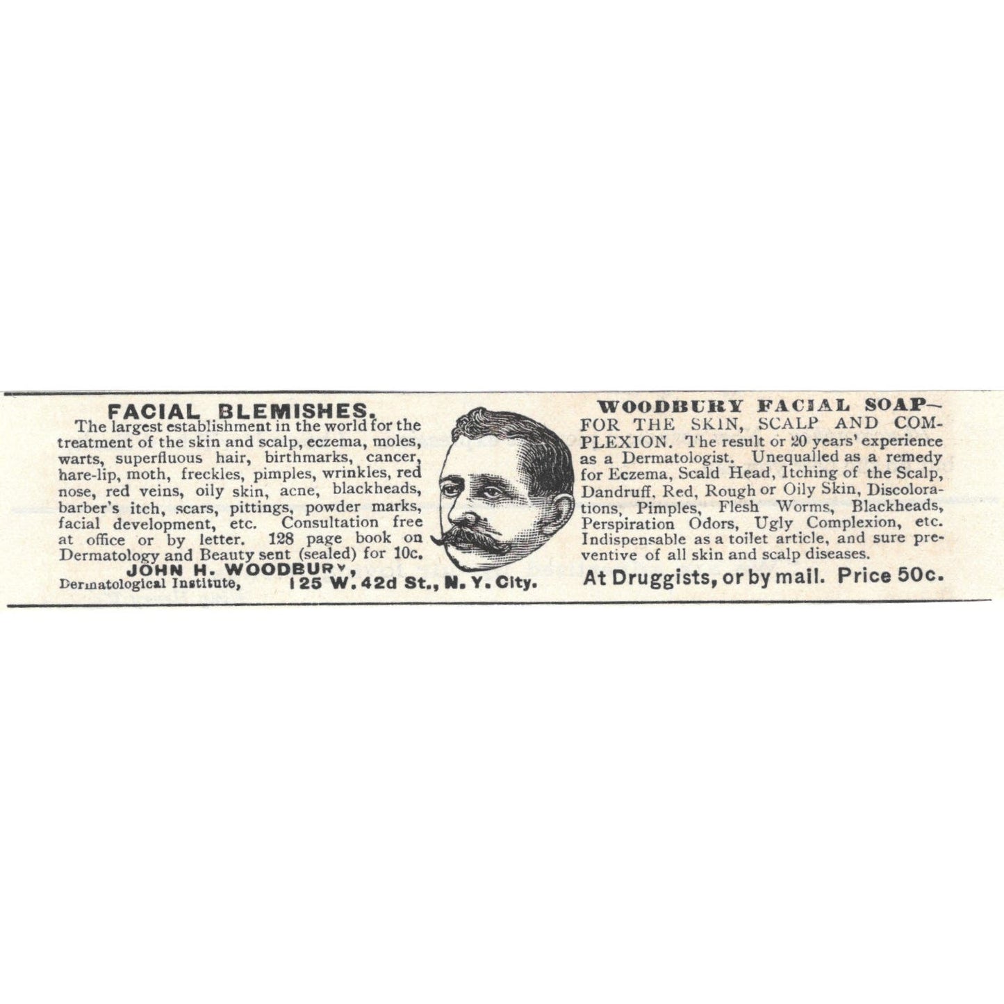 John H. Woodbury Facial Soap NYC c1890 Victorian Ad AE8-CH13