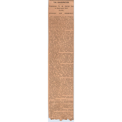 President McKinley and Roosevelt Inauguration Schedule 1901 Newspaper Ad AD8-H3