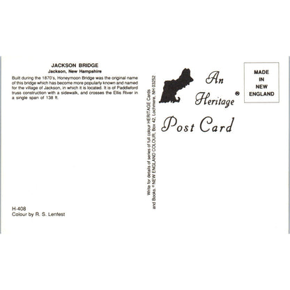 Jackson Bridge Ellis River New Hampshire Covered Bridge Postcard PC3