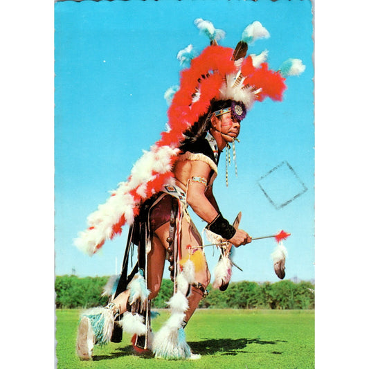 1970 Indian in Full Dress Vintage Postcard PE5