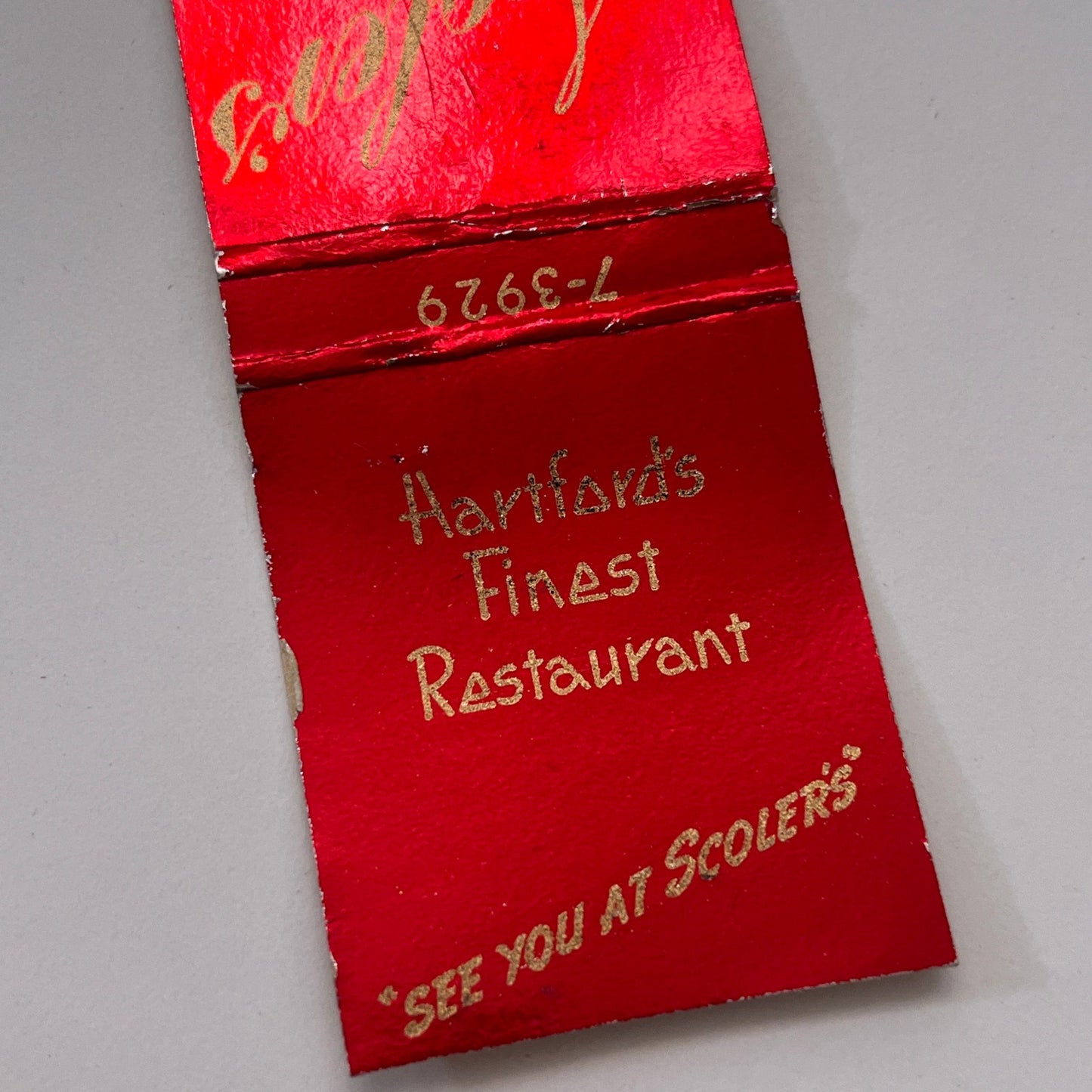 Scoler's Restaurant 260 Farmington Ave Hartford CT Vintage Matchbook TB8-MB-13