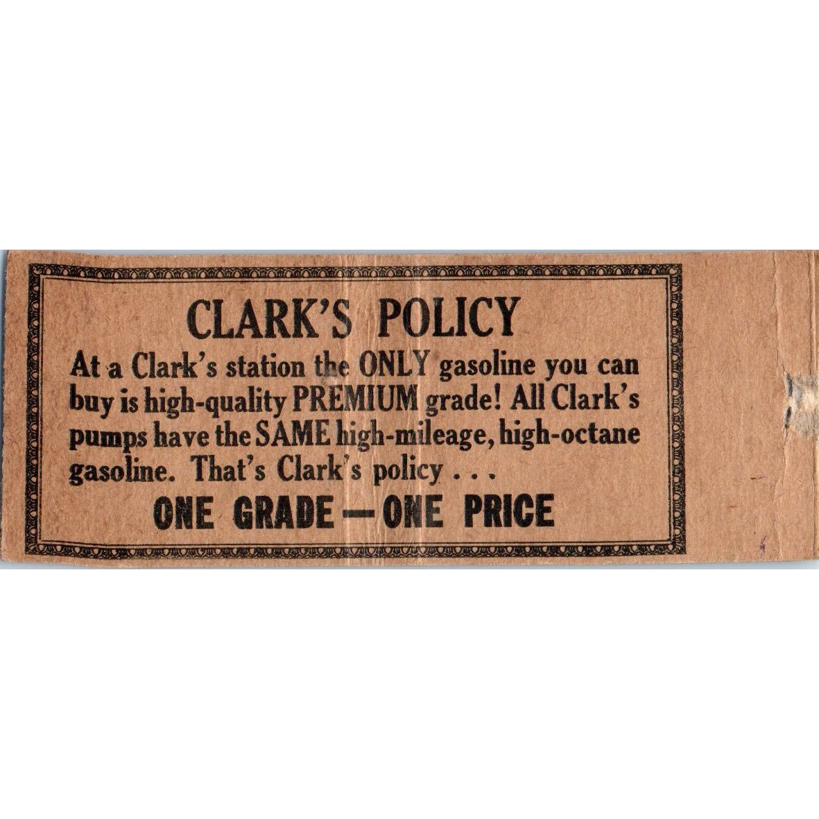 Clark's Super Gas Gasoline Vintage Matchbook Cover SF4-Y1