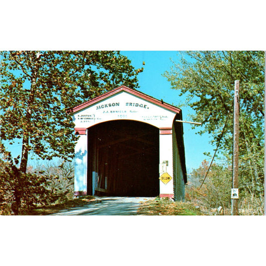 Jackson Bridge Parke County IN No 28 Vintage Covered Bridge Postcard PD1