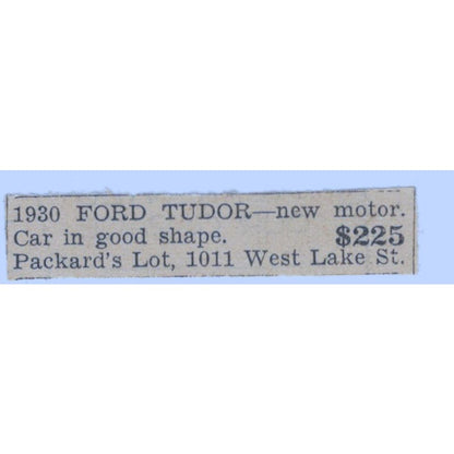 Packard's Lot West Lake Street Ford Tudor 1935 Minneapolis Journal Ad AE7-H3