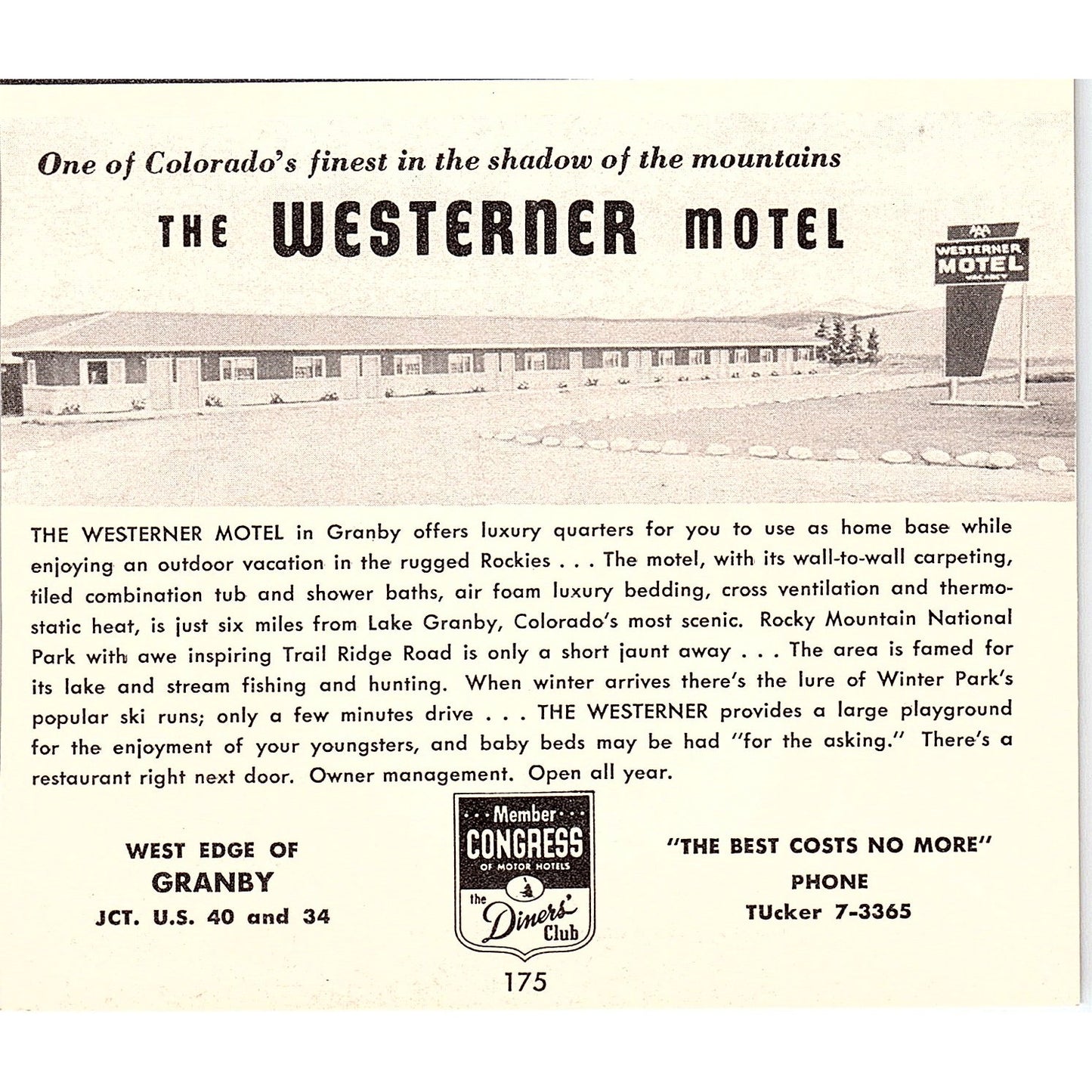 The Western Motel Granby CO 1958 Ad AG1-H5